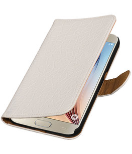 Wit Krokodil Booktype Hoesje voor Samsung Galaxy S7 Plus Wallet Cover