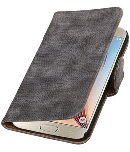 Grijs Mini Slang Booktype Hoesje voor Samsung Galaxy S7 Plus Wallet Cover