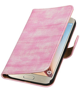 Roze Mini Slang Booktype Hoesje voor Samsung Galaxy S7 Plus Wallet Cover