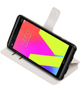 Wit Hoesje voor LG V20 TPU wallet case booktype HM Book
