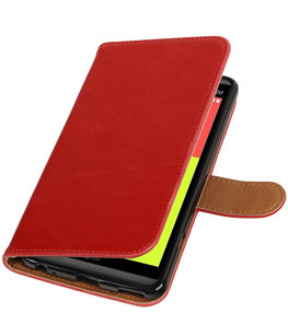 Rood Pull-Up PU booktype wallet voor Hoesje voor LG V20