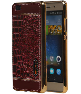 M-Cases Bruin Krokodil Design TPU back case cover voor Hoesje voor Huawei P8 Lite
