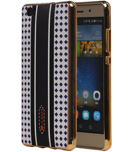 M-Cases Bruin Paars Ruit Design TPU back case cover voor Hoesje voor Huawei P8 Lite