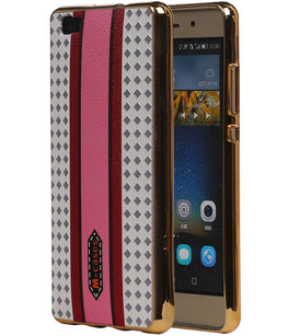 M-Cases Roze Paars Ruit Design TPU back case cover voor Hoesje voor Huawei P8 Lite