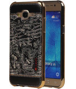 M-Cases Zwart Krokodil Design TPU back case voor Hoesje voor Samsung Galaxy J5 2015