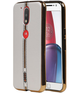 M-Cases Wit Leder Design TPU voor Hoesje voor Motorola Moto G4 / G4 Plus M-Cases Wit Leder Design TPU voor Hoesje voor Motorola Moto G4 / G4 Plus