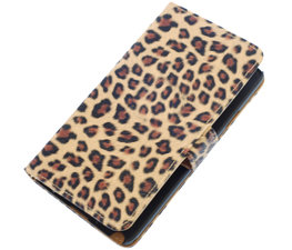 Licht Bruin Luipaard booktype wallet cover voor Hoesje voor Huawei Ascend G700