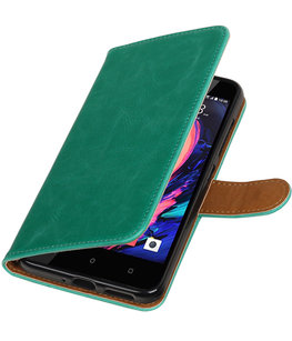 Groen Pull-Up PU booktype wallet cover voor Hoesje voor HTC Desire 10 Pro