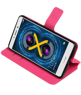 Roze Hoesje voor Huawei Honor 6x 2016 TPU wallet case booktype HM Book