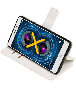 Wit Hoesje voor Huawei Honor 6x 2016 TPU wallet case booktype HM Book