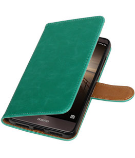 Groen Pull-Up PU booktype wallet cover voor Hoesje voor Huawei Mate 9