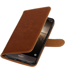 Bruin Pull-Up PU booktype wallet cover voor Hoesje voor Huawei Mate 9