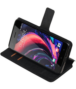 Zwart Hoesje voor HTC Desire 10 Pro TPU wallet case booktype HM Book