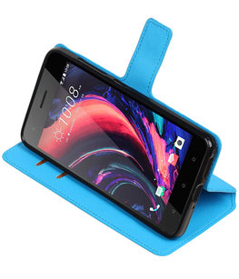 Blauw Hoesje voor HTC Desire 10 Pro TPU wallet case booktype HM Book