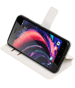 Wit Hoesje voor HTC Desire 10 Pro TPU wallet case booktype HM Book