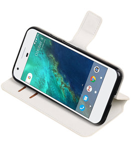 Wit Hoesje voor Google Pixel TPU wallet case booktype HM Book
