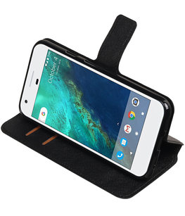 Zwart Hoesje voor Google Pixel XL TPU wallet case booktype HM Book