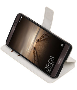 Wit Hoesje voor Huawei Mate 9 TPU wallet case booktype HM Book