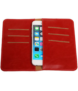 Universele Rood Pull-up Medium Pu portemonnee wallet hoesje