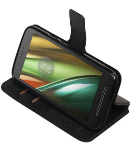 Zwart Hoesje voor Motorola Moto E3 TPU wallet case booktype HM Book