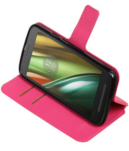 Roze Hoesje voor Motorola Moto E3 TPU wallet case booktype HM Book