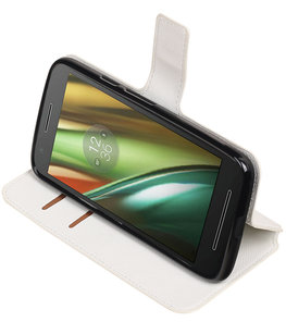 Wit Hoesje voor Motorola Moto E3 TPU wallet case booktype HM Book