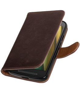 Mocca Pull-Up PU booktype wallet cover voor Hoesje voor Motorola Moto E3