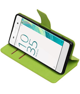 Groen Hoesje voor Sony Xperia XA TPU wallet case booktype HM Book