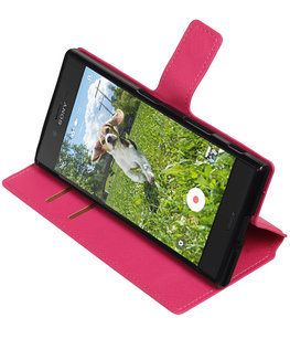 Roze Hoesje voor Sony Xperia XZ / XZs TPU wallet case booktype HM Book