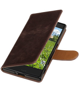 Mocca Pull-Up PU booktype wallet cover voor Hoesje voor Sony Xperia XZ / XZs