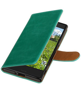 Groen Pull-Up PU booktype wallet cover voor Hoesje voor Sony Xperia XZ / XZs