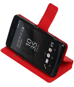 Rood Hoesje voor Sony Xperia Z3 Compact TPU wallet case booktype HM Book