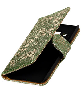 Donker Groen Lace booktype wallet cover voor Hoesje voor Samsung Galaxy J3 2016 Donker Groen Lace booktype wallet cover voor Hoesje voor Samsung Galaxy J3 2016
