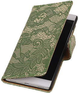 Donker Groen Lace booktype wallet cover voor Hoesje voor Huawei Y5 II / Y6 II Compact