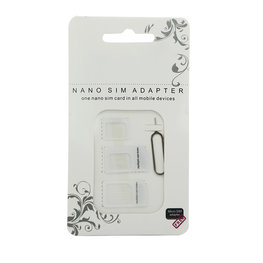 Wit Universeel Simkaart adapter set inclusief simkaartslot opener Wit Universeel Simkaart adapter set inclusief simkaartslot opener