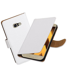 Wit Krokodil booktype wallet cover Hoesje voor Samsung Galaxy A5 2017 Wit Krokodil booktype wallet cover Hoesje voor Samsung Galaxy A5 2017
