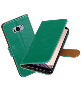 Groen Pull-Up PU booktype wallet cover Hoesje voor Samsung Galaxy S8+ Plus