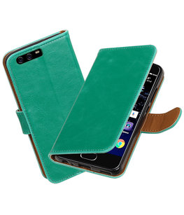 Groen Pull-Up PU booktype wallet cover Hoesje voor Huawei P10 Groen Pull-Up PU booktype wallet cover Hoesje voor Huawei P10