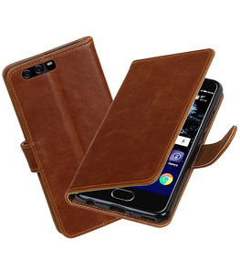 Bruin Pull-Up PU booktype Hoesje voor Huawei P10 Plus Bruin Pull-Up PU booktype Hoesje voor Huawei P10 Plus