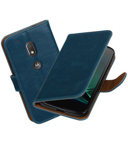 Blauw Pull-Up PU booktype Hoesje voor Motorola Moto G4 Play Blauw Pull-Up PU booktype Hoesje voor Motorola Moto G4 Play