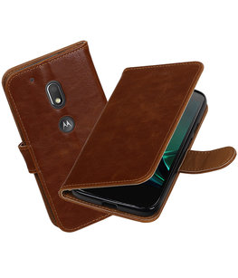 Bruin Pull-Up PU booktype Hoesje voor Motorola Moto G4 Play Bruin Pull-Up PU booktype Hoesje voor Motorola Moto G4 Play