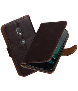 Mocca Pull-Up PU booktype Hoesje voor Motorola Moto G4 Play Mocca Pull-Up PU booktype Hoesje voor Motorola Moto G4 Play