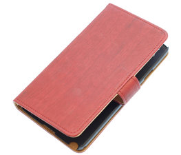 Rood Hout booktype Hoesje voor Samsung Galaxy S Advance i9070