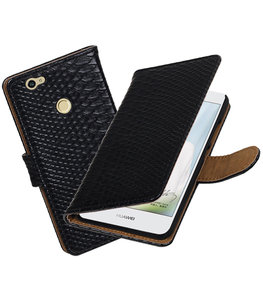 Zwart Slang booktype voor Hoesje voor Huawei Nova Zwart Slang booktype voor Hoesje voor Huawei Nova