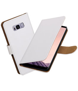 Hoesje voor Samsung Galaxy S8+ Plus Effen booktype Wit