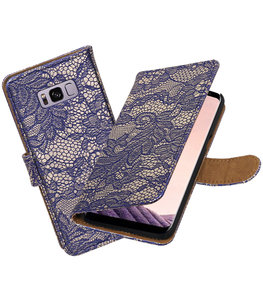 Hoesje voor Samsung Galaxy S8+ Plus Lace booktype Blauw