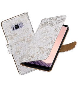 Hoesje voor Samsung Galaxy S8+ Plus Lace booktype Wit