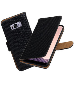 Hoesje voor Samsung Galaxy S8+ Plus Slang booktype Zwart