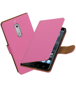 Hoesje voor Nokia 5 Effen booktype Roze Hoesje voor Nokia 5 Effen booktype Roze