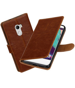 Hoesje voor HTC One X10 Pull-Up booktype Bruin